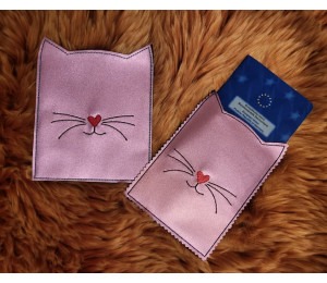 Stickserie ITH - Impfpasshülle Katzenkopf Ohren Blanko